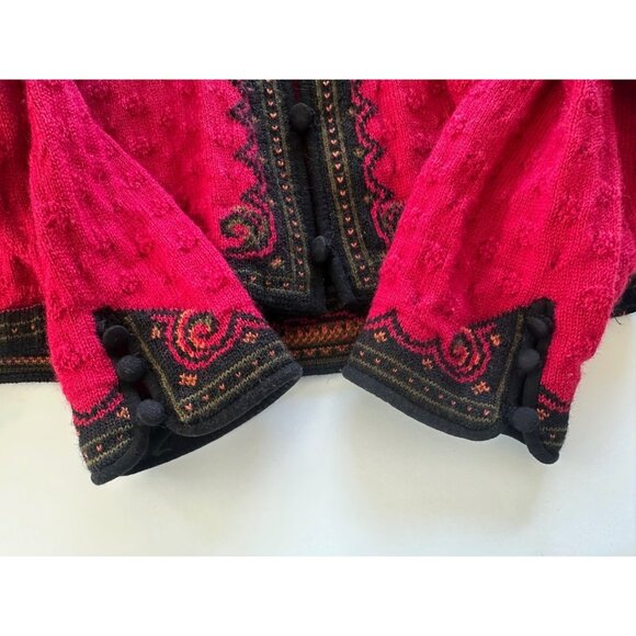 Dale of Norway XL RED Wool Pointelle Folk Nordic Knit Cardigan Sweater Jacket - Picture 9 of 10